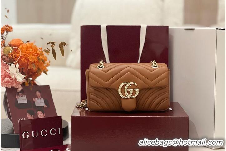 Classic Cheap Gucci GG Marmont Small Shoulder Bag In Leather 828712 Brown 2026