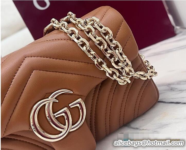 Classic Cheap Gucci GG Marmont Small Shoulder Bag In Leather 828712 Brown 2026