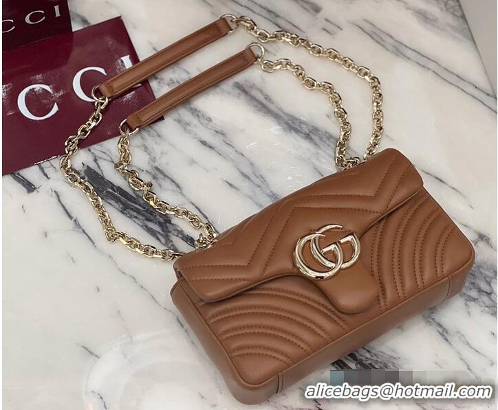 Classic Cheap Gucci GG Marmont Small Shoulder Bag In Leather 828712 Brown 2026