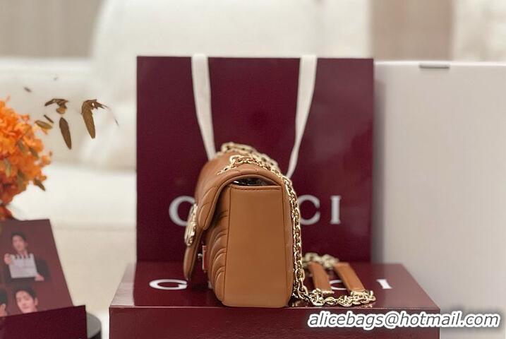 Classic Cheap Gucci GG Marmont Small Shoulder Bag In Leather 828712 Brown 2026