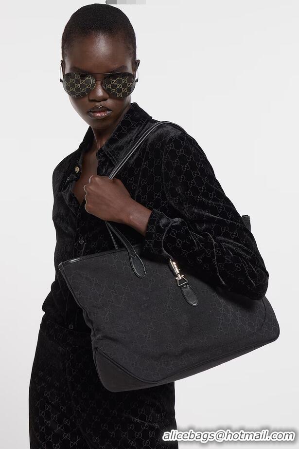 New Design Gucci Jackie Medium Tote Bag ‎In GG Canvas 867015 Black 2026