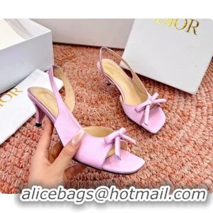 Purchase Dior Bow Pink Satin Heeled Slingback Sandals 6062701