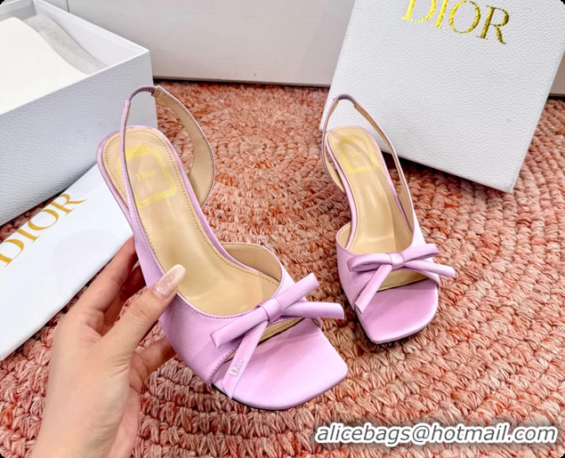 Purchase Dior Bow Pink Satin Heeled Slingback Sandals 6062701