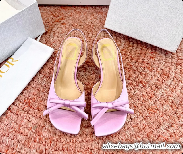 Purchase Dior Bow Pink Satin Heeled Slingback Sandals 6062701