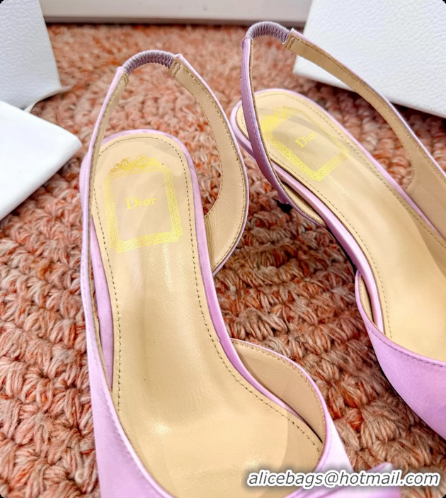 Purchase Dior Bow Pink Satin Heeled Slingback Sandals 6062701