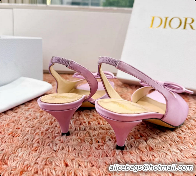 Purchase Dior Bow Pink Satin Heeled Slingback Sandals 6062701