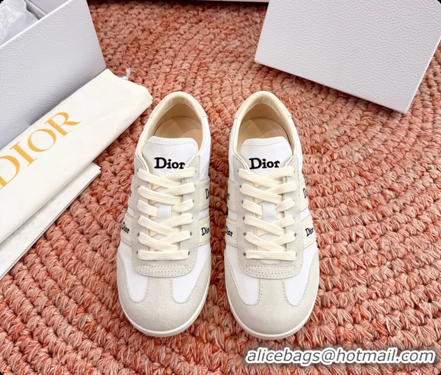Good Quality Dior Ribbon Sneakers White Nylon and Suede Calfskin Leather 6062702