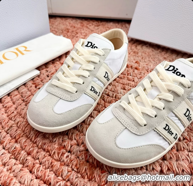 Good Quality Dior Ribbon Sneakers White Nylon and Suede Calfskin Leather 6062702