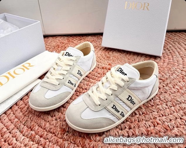 Good Quality Dior Ribbon Sneakers White Nylon and Suede Calfskin Leather 6062702