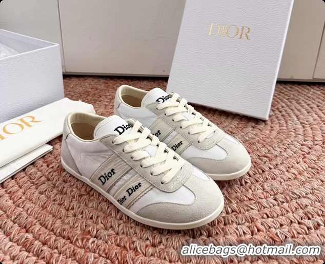 Good Quality Dior Ribbon Sneakers White Nylon and Suede Calfskin Leather 6062702