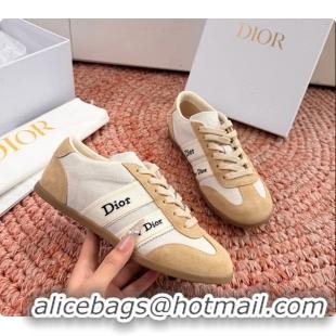 Low Cost Dior Ribbon Sneakers White Beige Suede Calfskin Leather 6062702