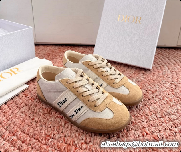 Low Cost Dior Ribbon Sneakers White Beige Suede Calfskin Leather 6062702