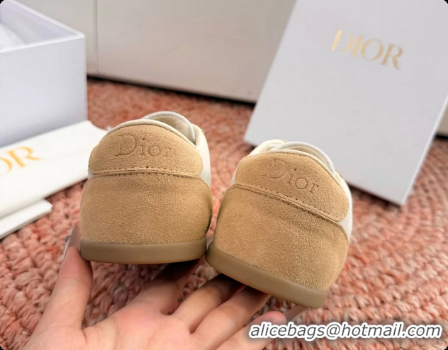 Low Cost Dior Ribbon Sneakers White Beige Suede Calfskin Leather 6062702