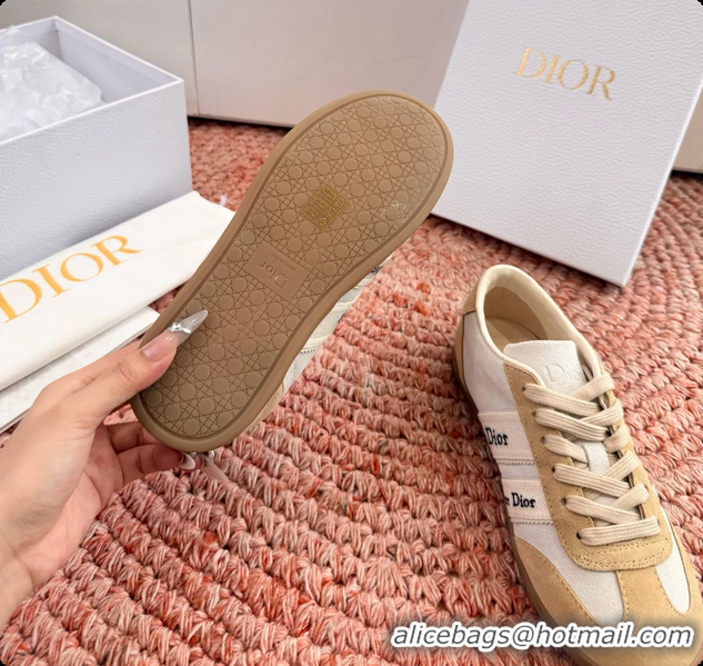 Low Cost Dior Ribbon Sneakers White Beige Suede Calfskin Leather 6062702