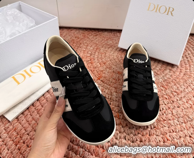 Good Quality Dior Ribbon Sneakers Black Suede Calfskin Leather 6062702