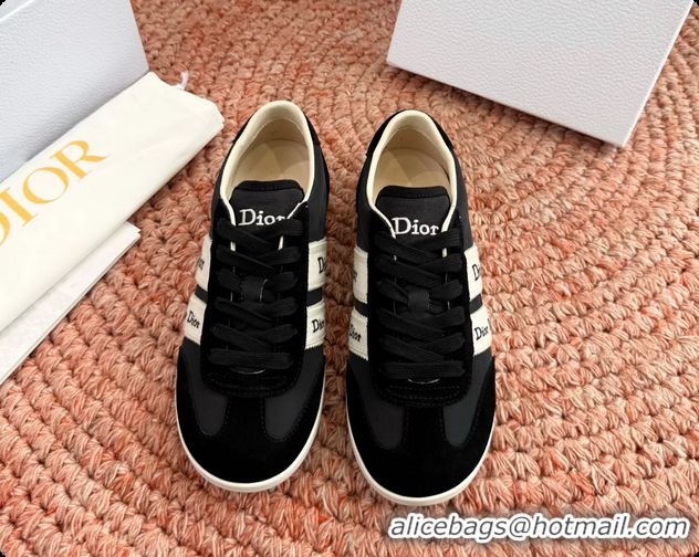 Good Quality Dior Ribbon Sneakers Black Suede Calfskin Leather 6062702