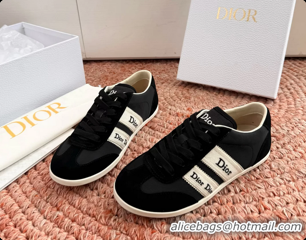 Good Quality Dior Ribbon Sneakers Black Suede Calfskin Leather 6062702