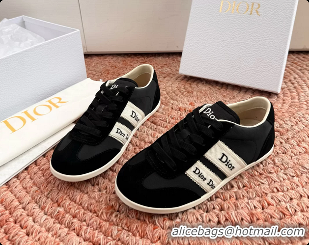 Good Quality Dior Ribbon Sneakers Black Suede Calfskin Leather 6062702