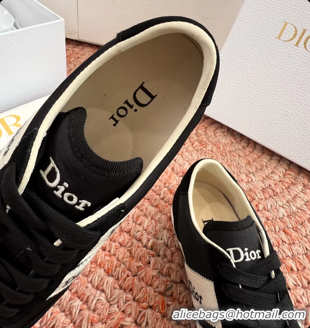 Good Quality Dior Ribbon Sneakers Black Suede Calfskin Leather 6062702