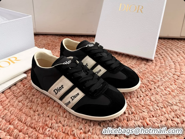 Good Quality Dior Ribbon Sneakers Black Suede Calfskin Leather 6062702