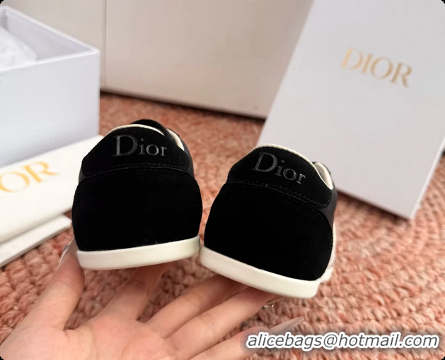 Good Quality Dior Ribbon Sneakers Black Suede Calfskin Leather 6062702