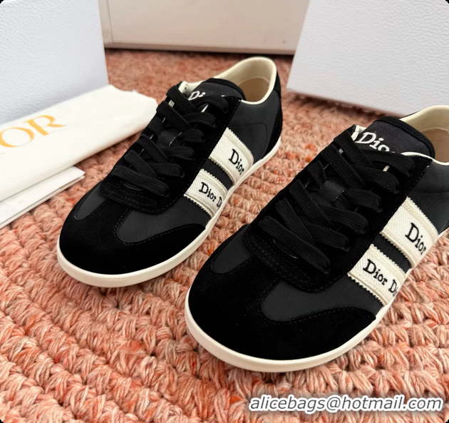 Good Quality Dior Ribbon Sneakers Black Suede Calfskin Leather 6062702