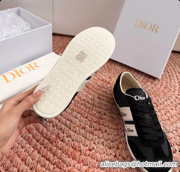 Good Quality Dior Ribbon Sneakers Black Suede Calfskin Leather 6062702