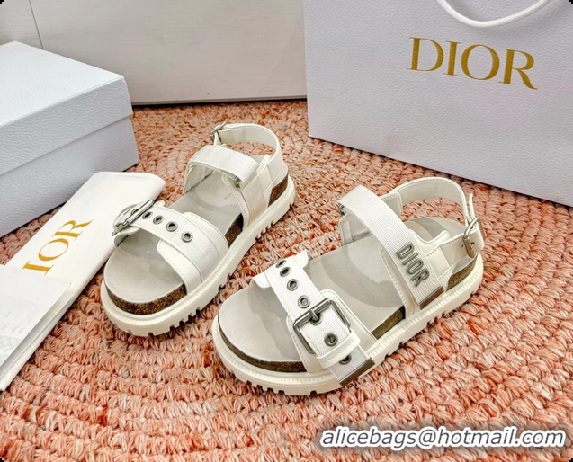 Best Price Dior Dioract White Leather Flat Sandals 6062703