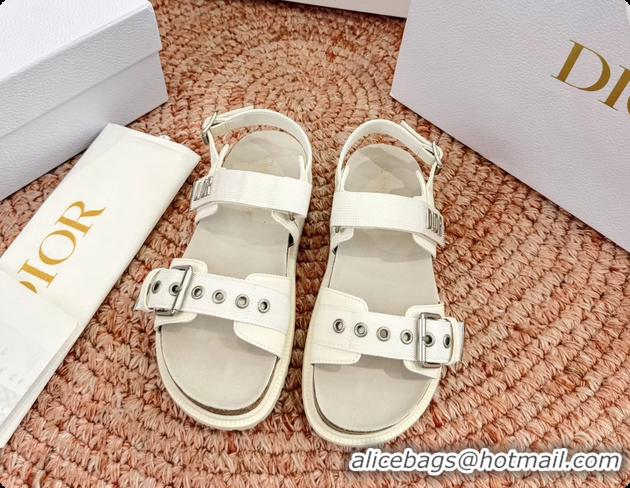Best Price Dior Dioract White Leather Flat Sandals 6062703