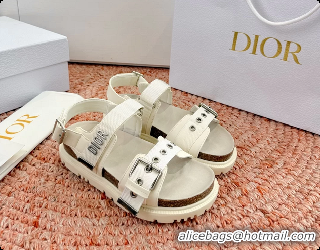 Best Price Dior Dioract White Leather Flat Sandals 6062703