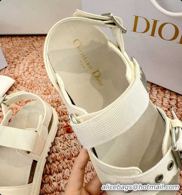 Best Price Dior Dioract White Leather Flat Sandals 6062703