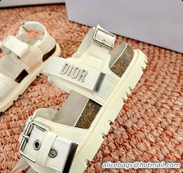 Best Price Dior Dioract White Leather Flat Sandals 6062703