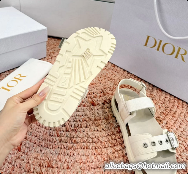 Best Price Dior Dioract White Leather Flat Sandals 6062703