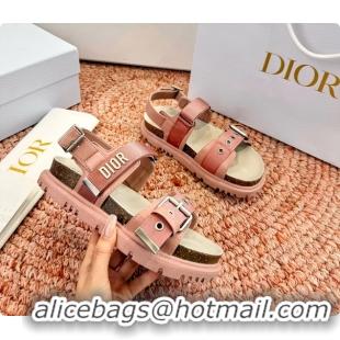 Best Grade Dior Dioract Pink Leather Flat Sandals 6062703