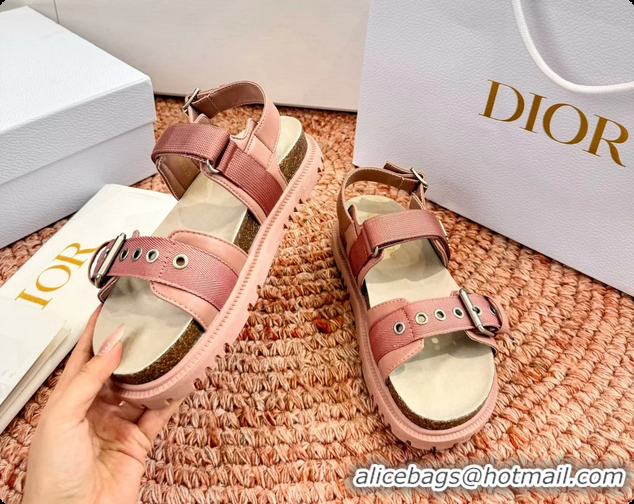 Best Grade Dior Dioract Pink Leather Flat Sandals 6062703