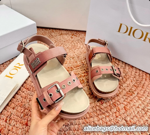 Best Grade Dior Dioract Pink Leather Flat Sandals 6062703