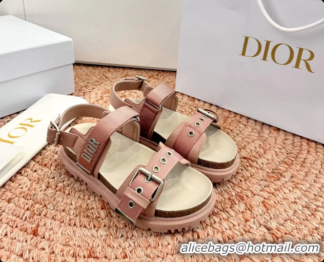 Best Grade Dior Dioract Pink Leather Flat Sandals 6062703