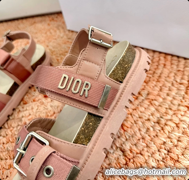 Best Grade Dior Dioract Pink Leather Flat Sandals 6062703