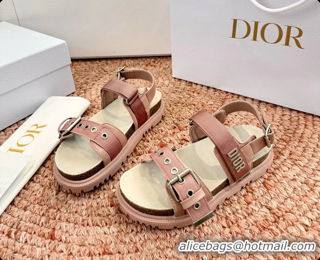Best Grade Dior Dioract Pink Leather Flat Sandals 6062703
