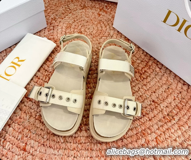 Luxurious Dior Dioract Beige Leather Flat Sandals 6062703
