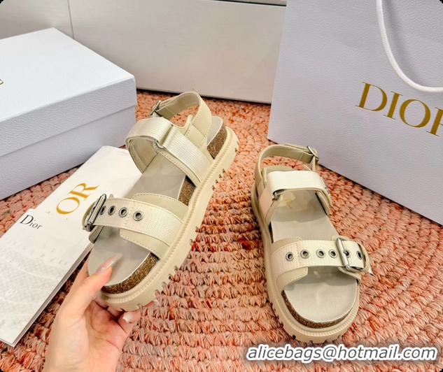 Luxurious Dior Dioract Beige Leather Flat Sandals 6062703