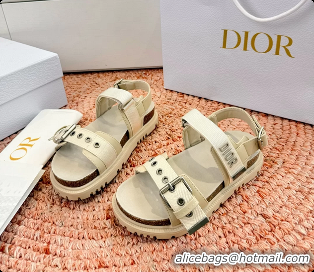 Luxurious Dior Dioract Beige Leather Flat Sandals 6062703