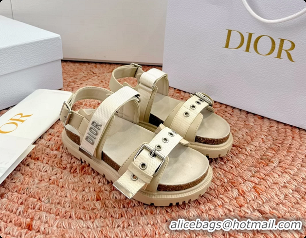 Luxurious Dior Dioract Beige Leather Flat Sandals 6062703