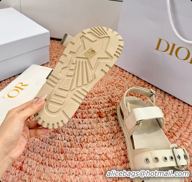 Luxurious Dior Dioract Beige Leather Flat Sandals 6062703
