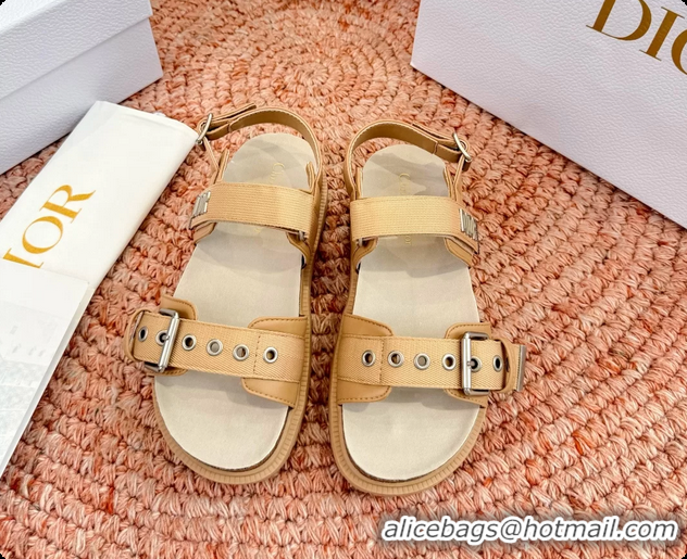 Discount Dior Dioract Beige Leather Flat Sandals 6062703