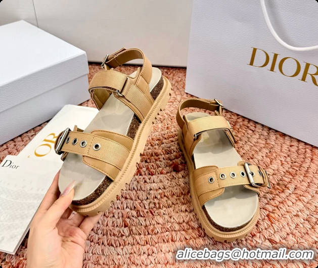 Discount Dior Dioract Beige Leather Flat Sandals 6062703