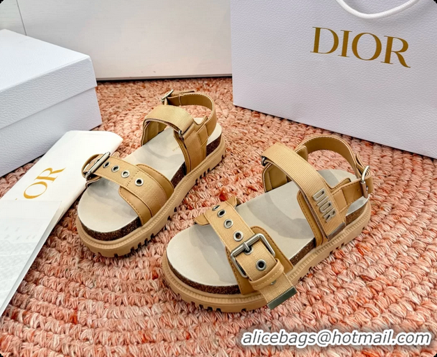 Discount Dior Dioract Beige Leather Flat Sandals 6062703