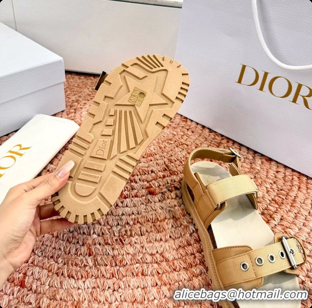 Discount Dior Dioract Beige Leather Flat Sandals 6062703