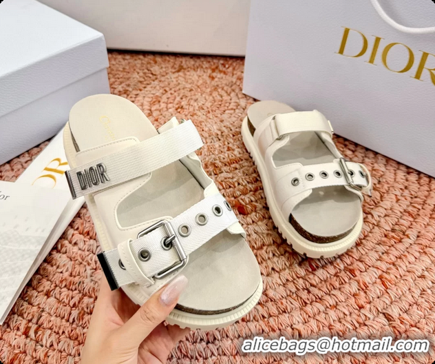 Most Popular Dior Dioract White Leather Flat Mules Slides Sandals 6062703