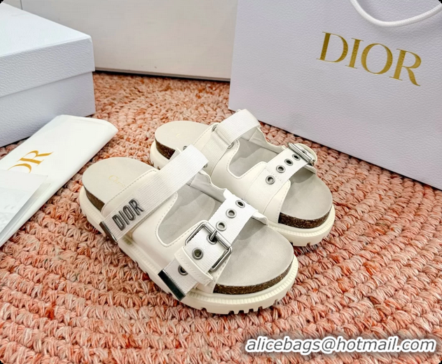 Most Popular Dior Dioract White Leather Flat Mules Slides Sandals 6062703